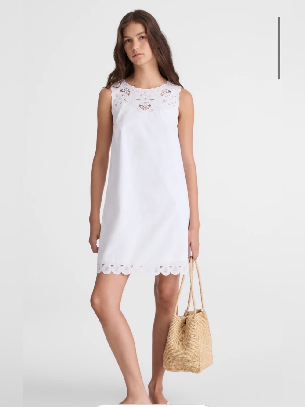 NWT Madewell Sz S Sleeveless White Eyelet Shift Dress